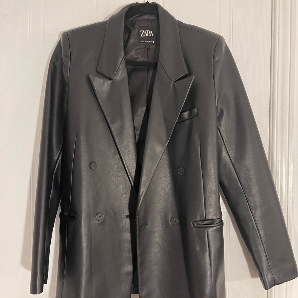 Zara Black Faux Leather Jacket